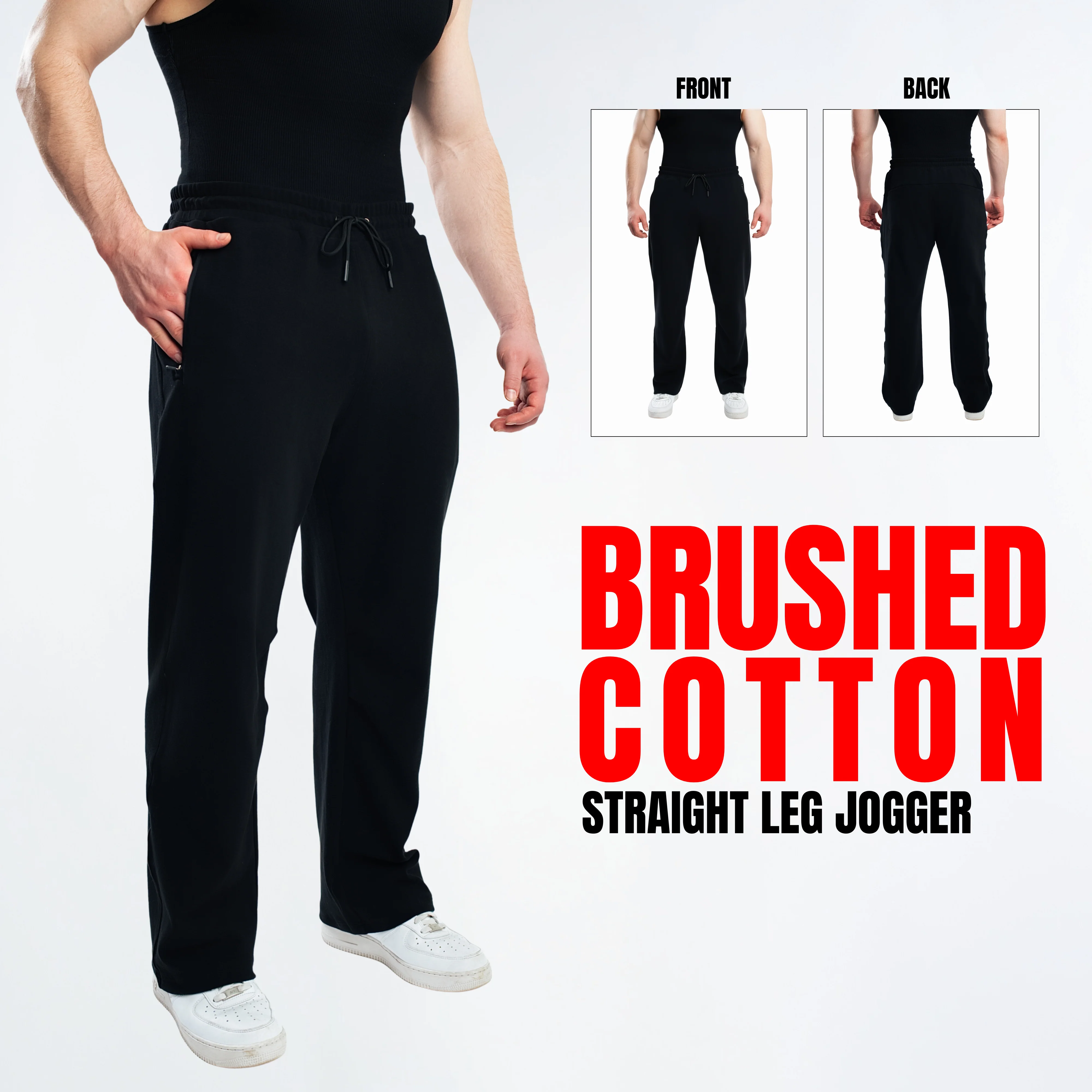 Brushed Cotton Straight Leg Jogger - Image 3