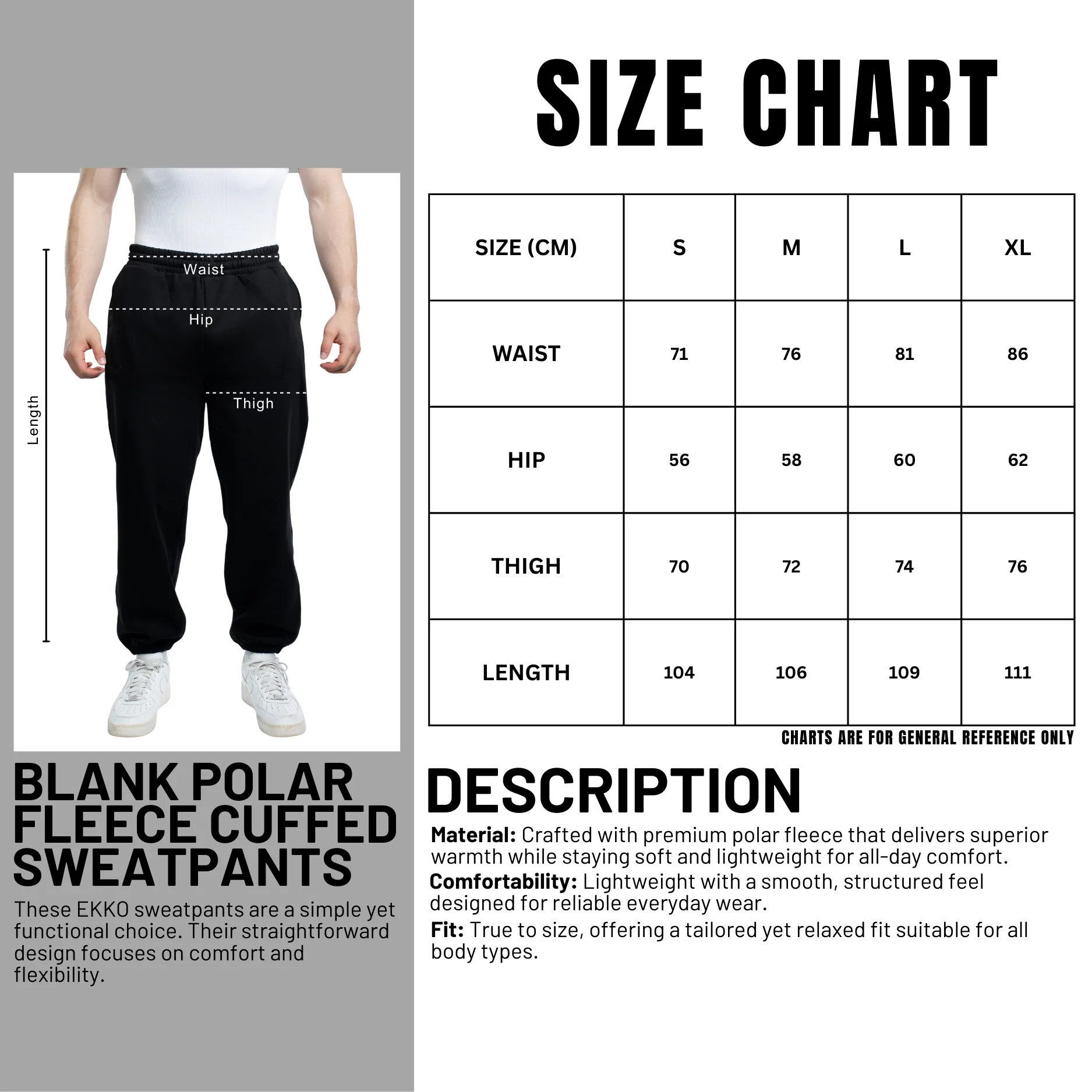 CLEARANCE Blank Polar Fleece Cuffed Sweatpants - Image 4