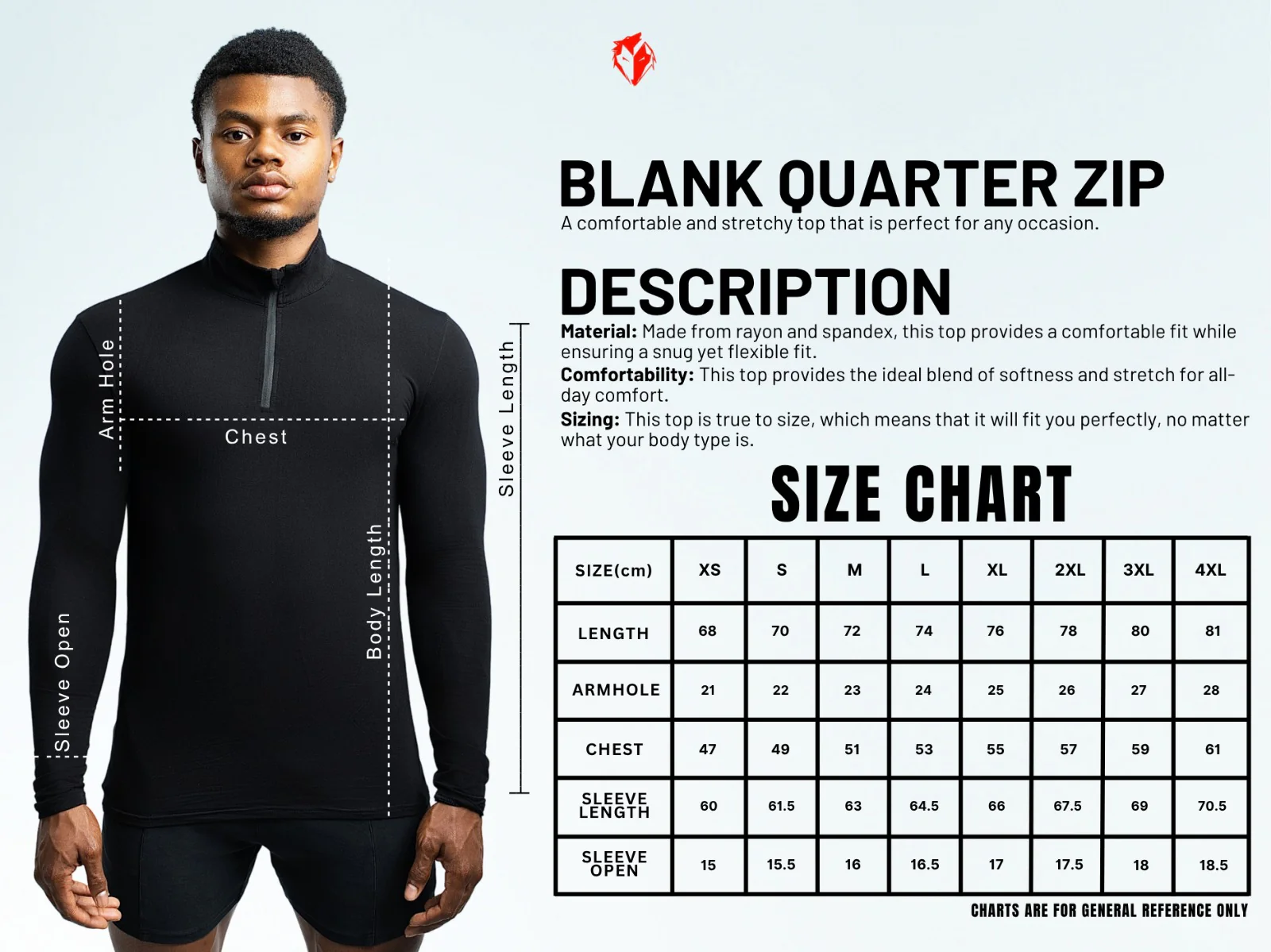 CLEARANCE  Blank RAYON Quarter Zip 280GSM - Image 2