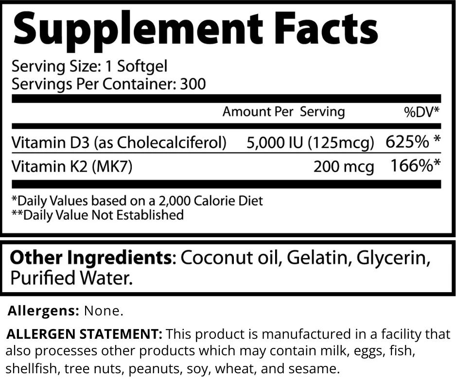D3 + K2 300 Servings - Image 2