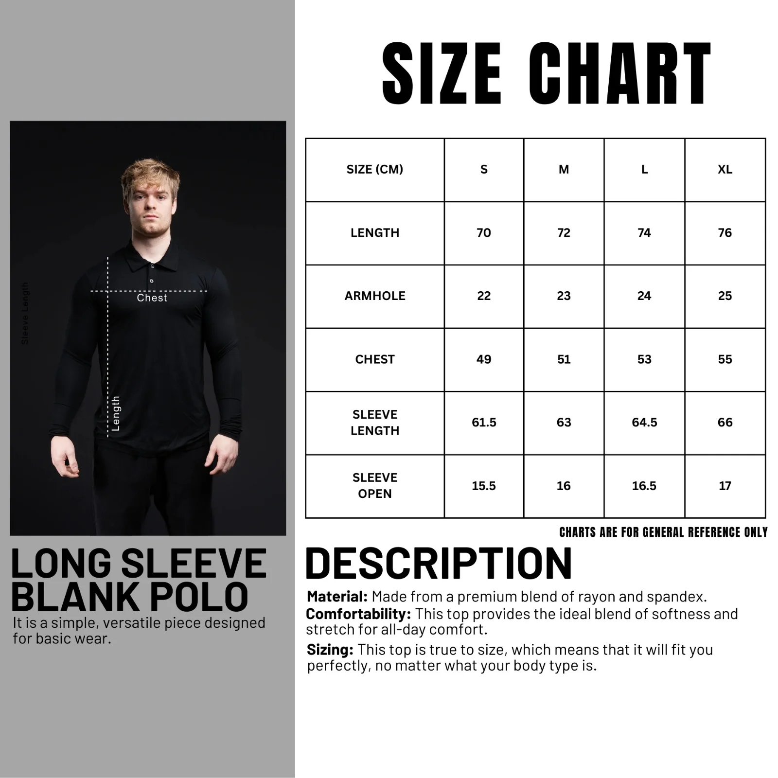 CLEARANCE Long Sleeve Blank Polo - Image 3