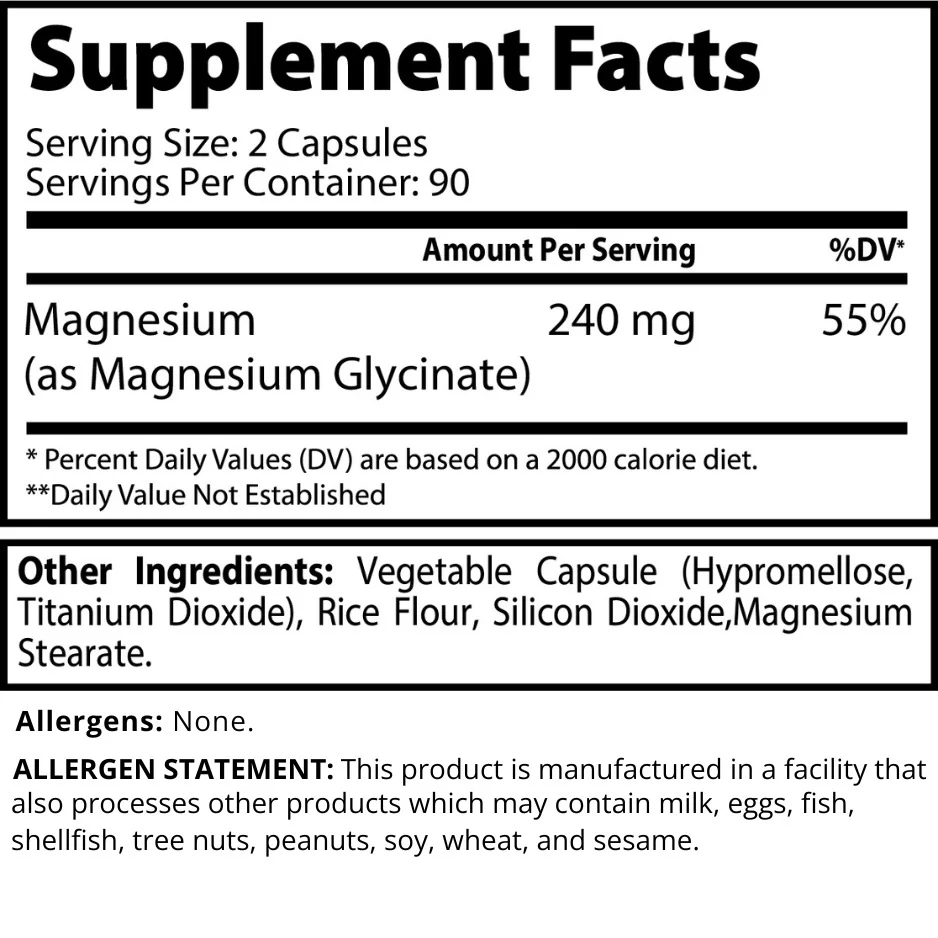 Magnesium Glycinate Capsules 90 Servings - Image 2