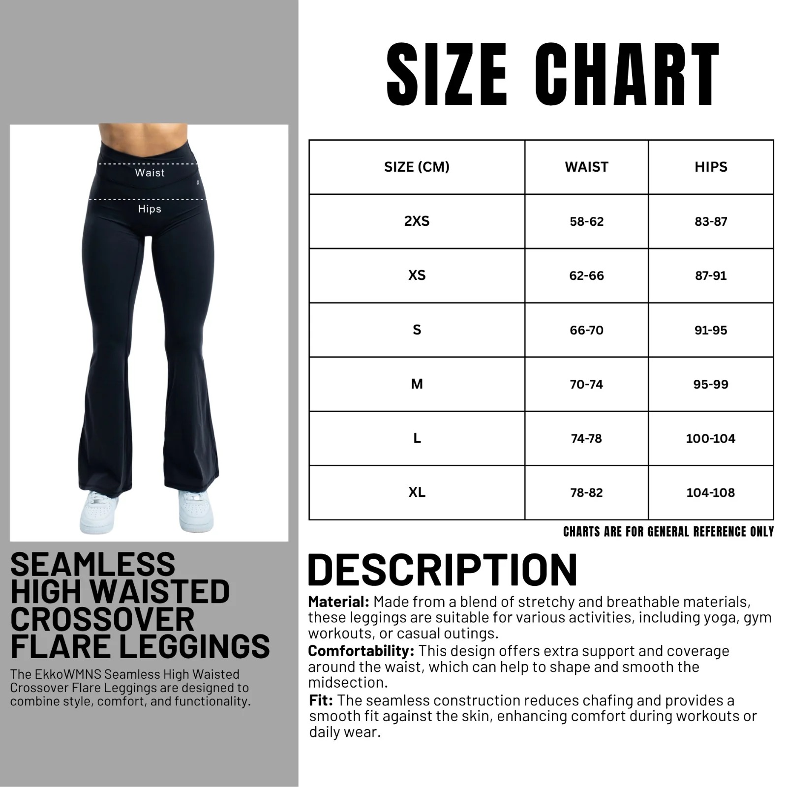 Ekko Womens Seamless High Waisted Crossover Flare Leggings - Image 14