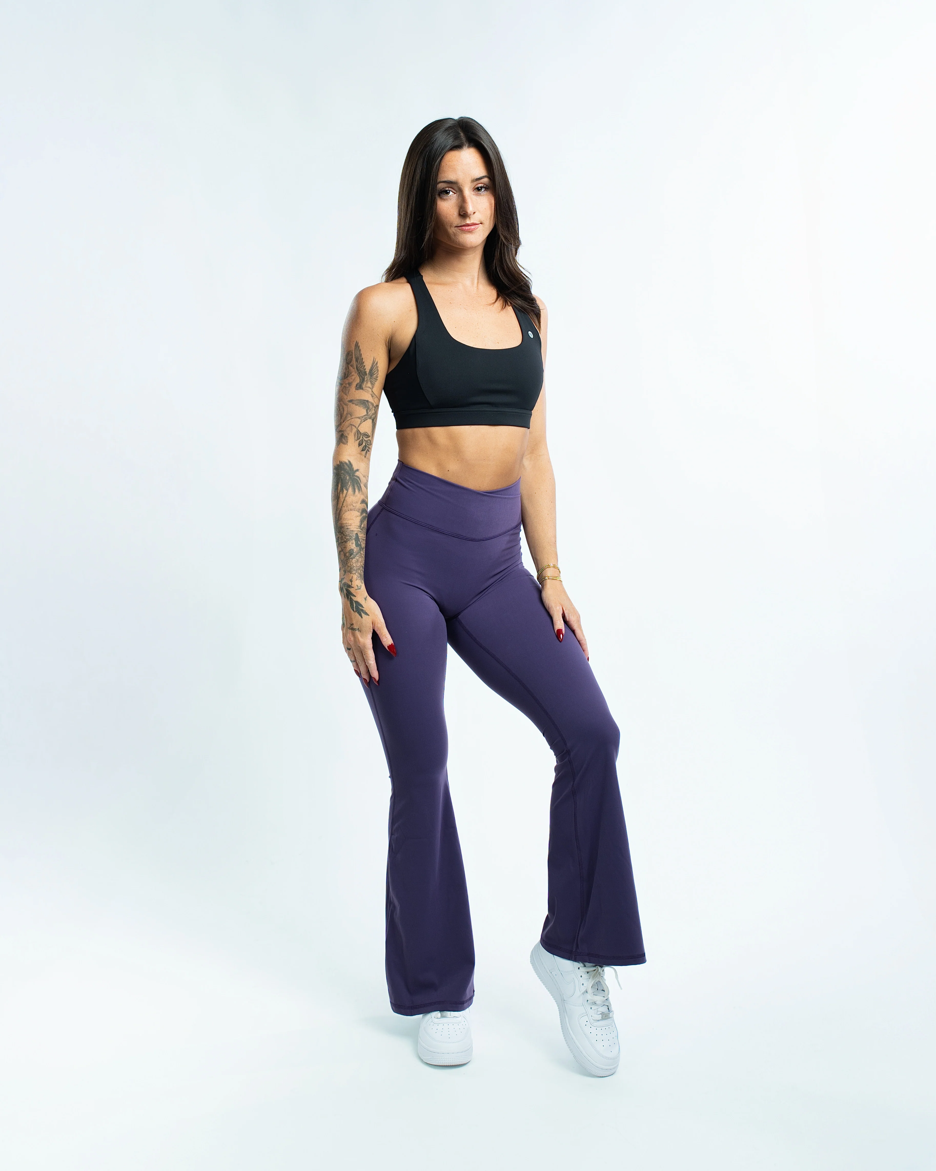 Ekko Womens Seamless High Waisted Crossover Flare Leggings - Image 4