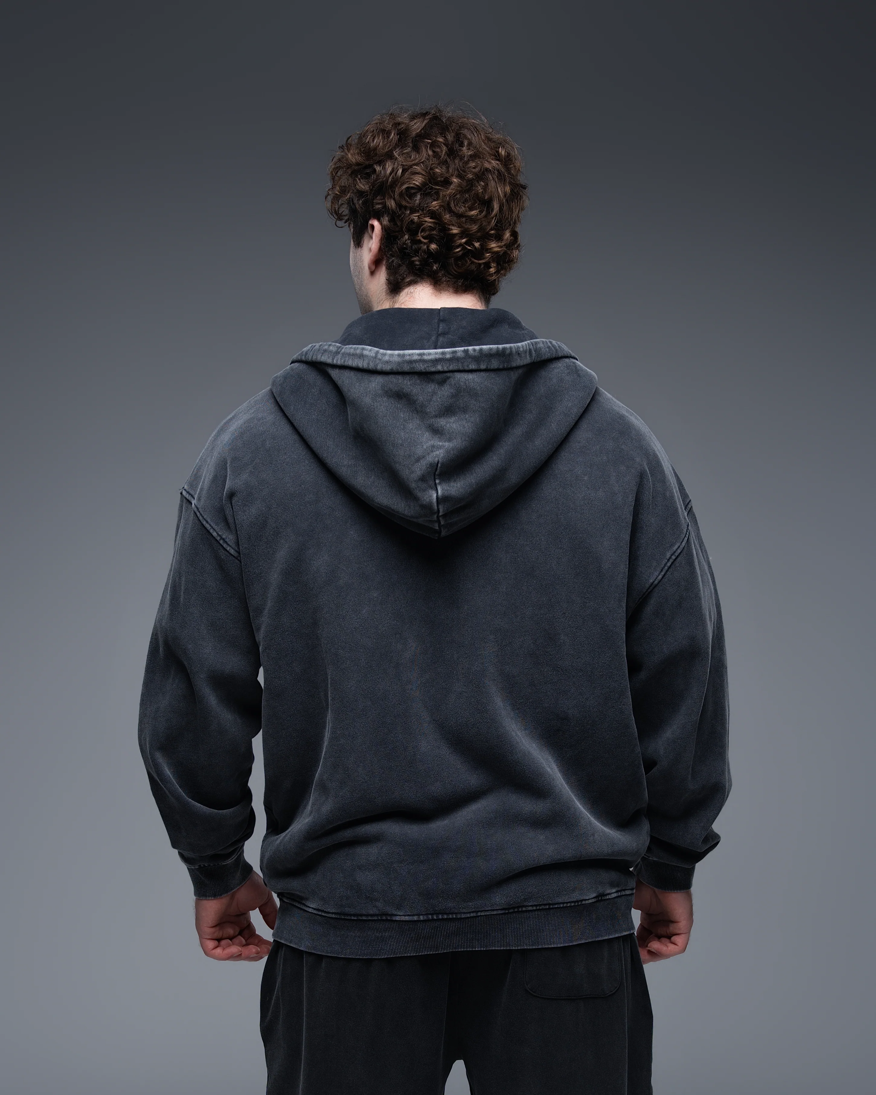 Oversized Terry Cotton Acid Wash Zip Up 100% Cotton - Image 3