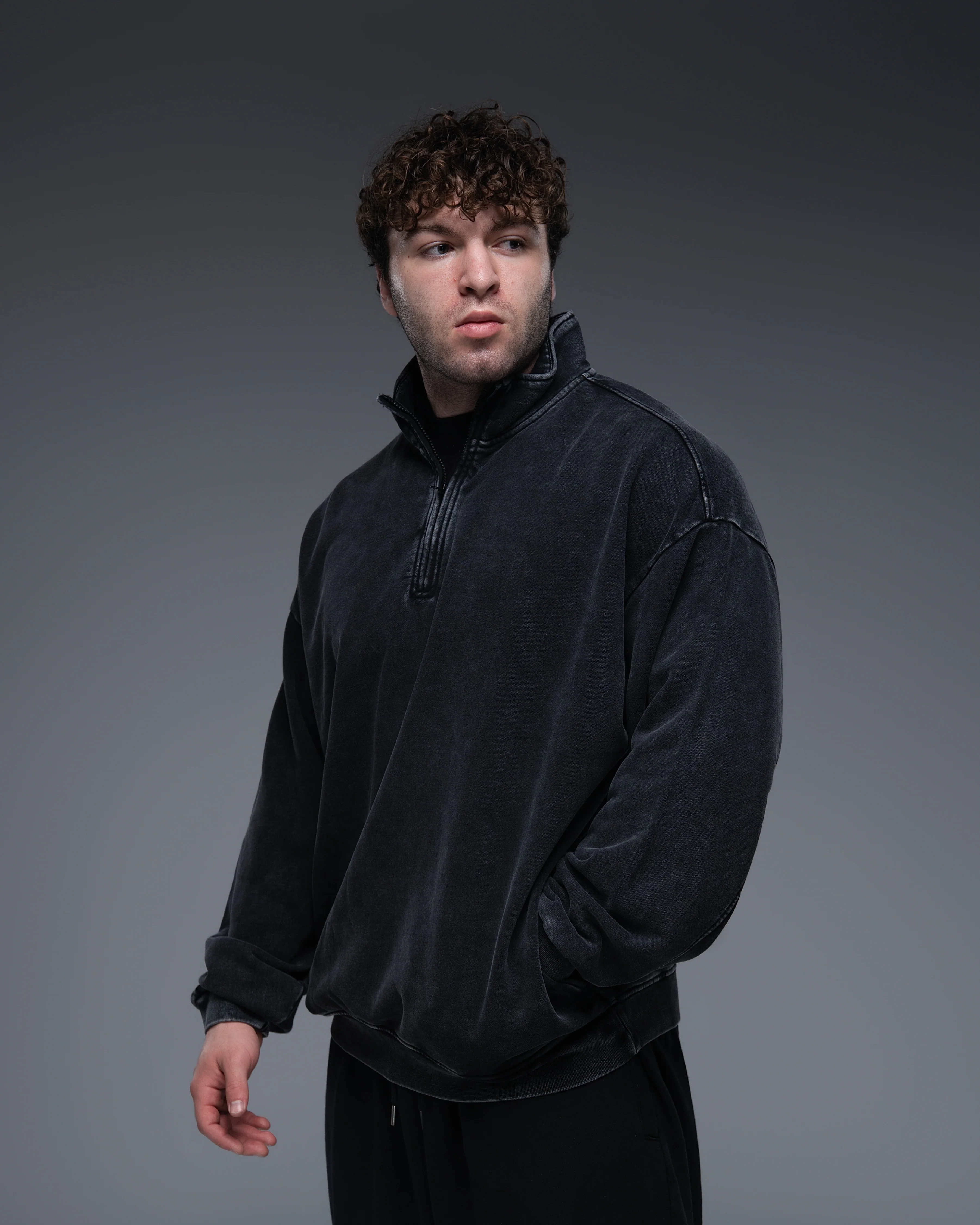 Oversized Terry Cotton Quarter Zip 100% Cotton