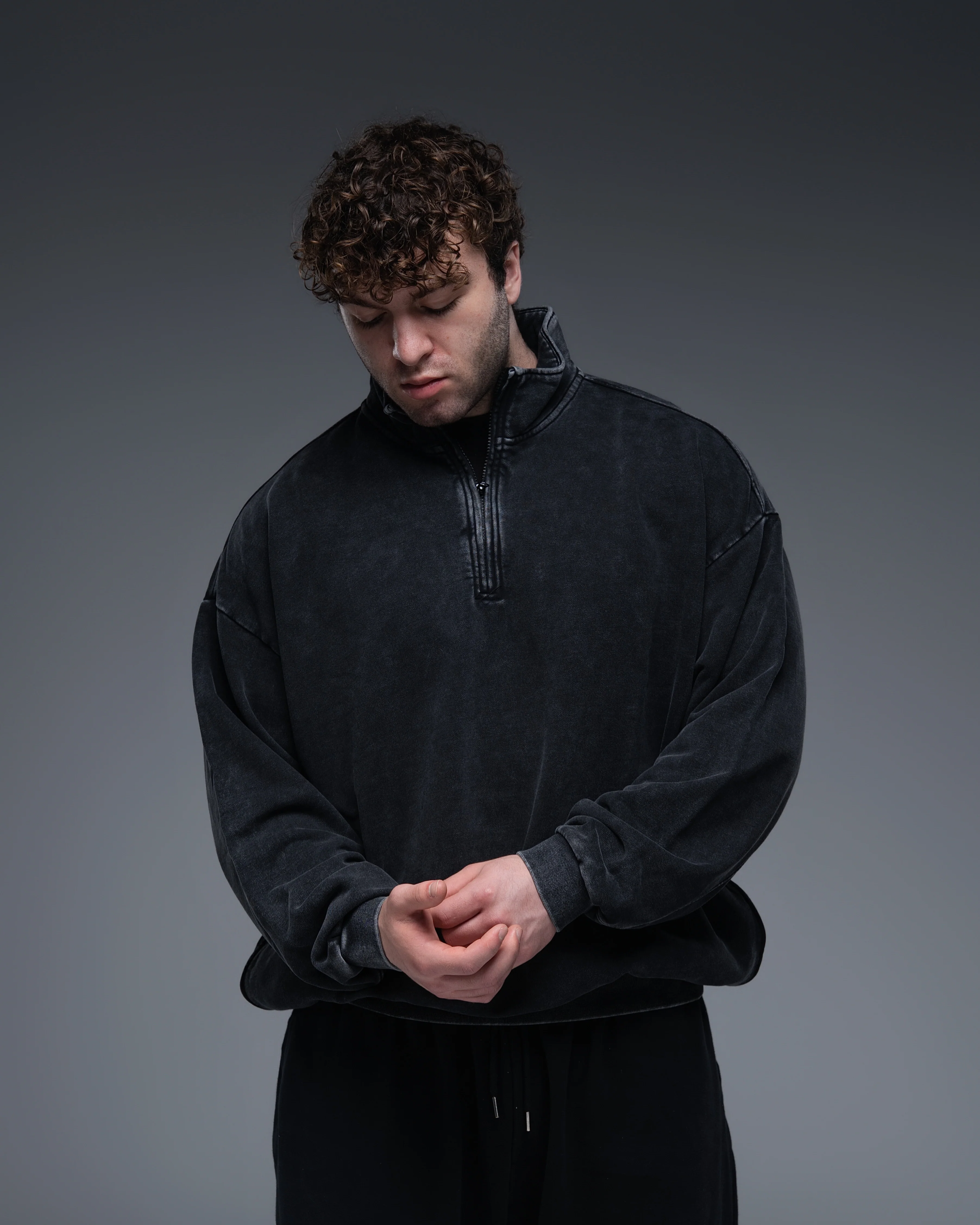 Oversized Terry Cotton Quarter Zip 100% Cotton - Image 3
